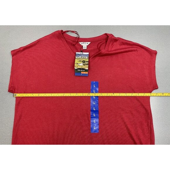ORVIS 46% RAYON V-NECK TUNIC KNIT TOP SIZE LARGE RED - Picture 8 of 16
